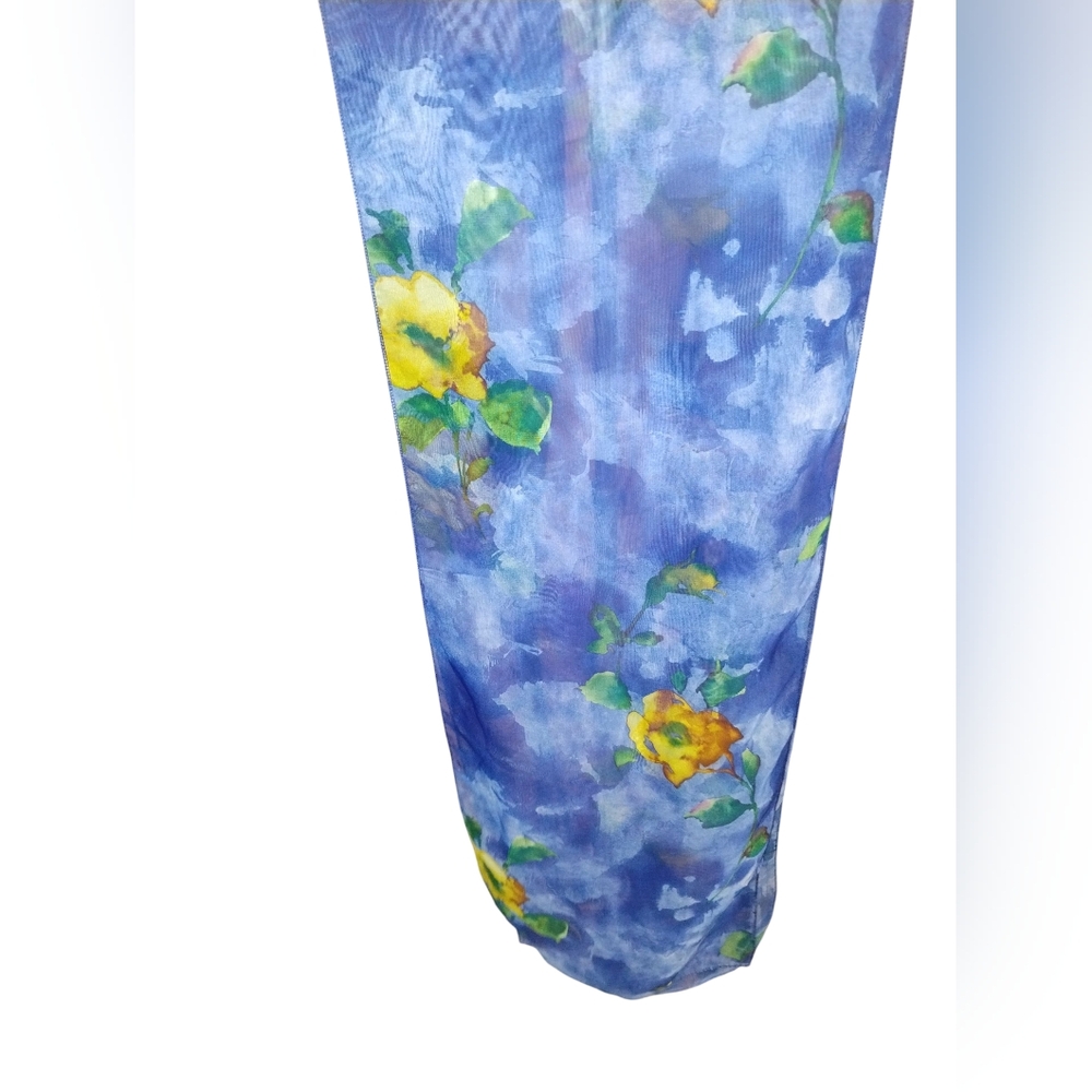 Floral Blue Scarf Or Wrap